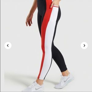 Gymshark color block leggings red white black